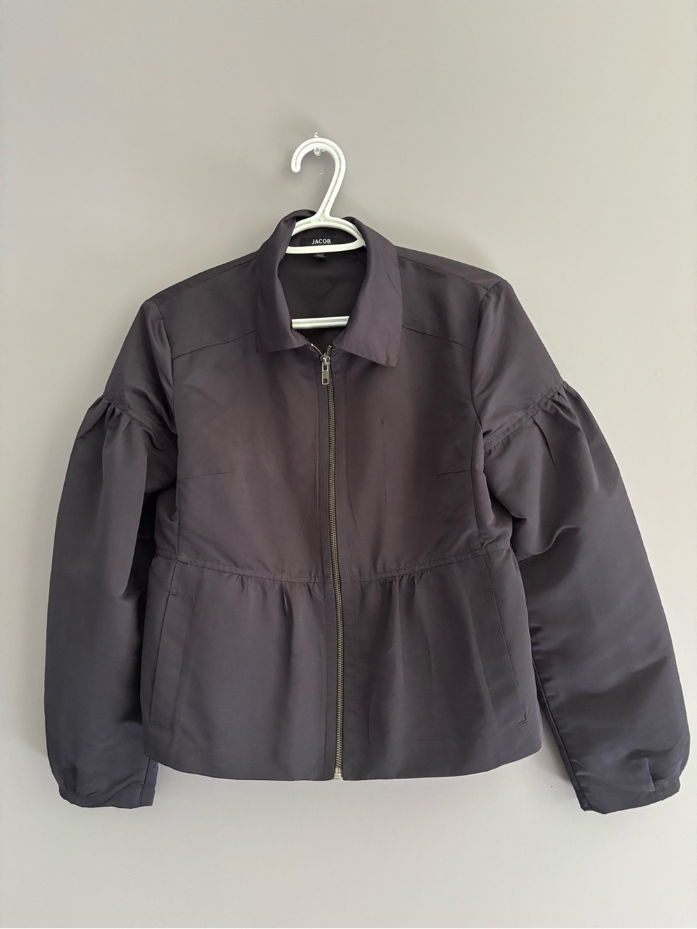 Jacob Medium Women’s Dark Gray Zip-Front Peplum Jacket